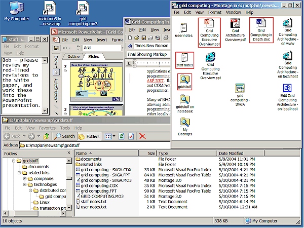 Portable montage that augments a PowerPoint presentation with supporting documents.