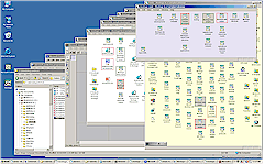 Screen shot - a dozen neatly arranged windows